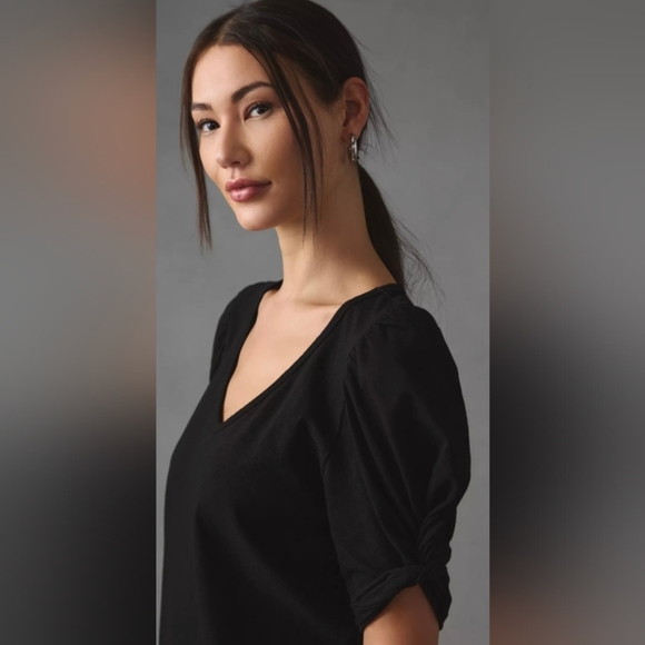 Amadi Anthropologie NWT Twist Puff-Sleeve dress in black size XL - Picture 2 of 8